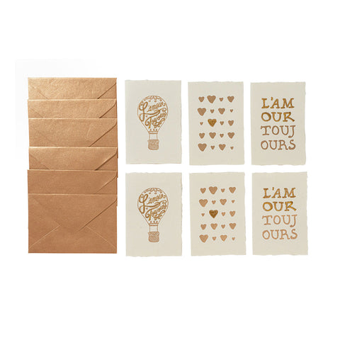 L'Amour Toujours Note Card Assorted Set/6 - Gold