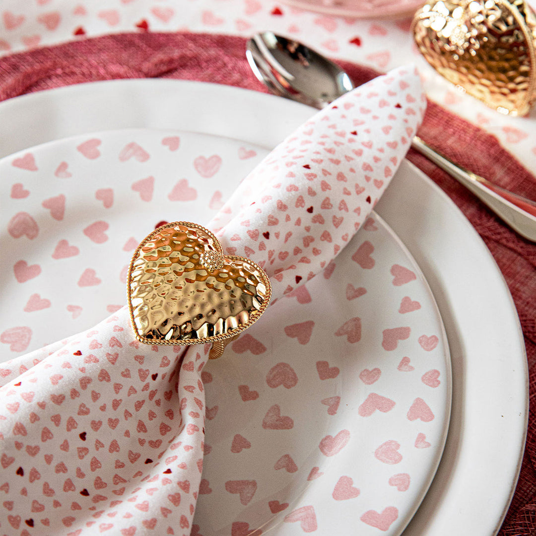 Berry &amp; Thread Heart Napkin Ring Set/4 - Gold
