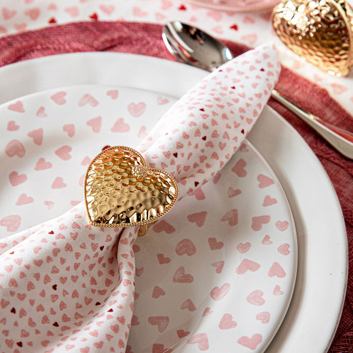 Berry &amp; Thread Heart Napkin Ring Set/4 - Gold
