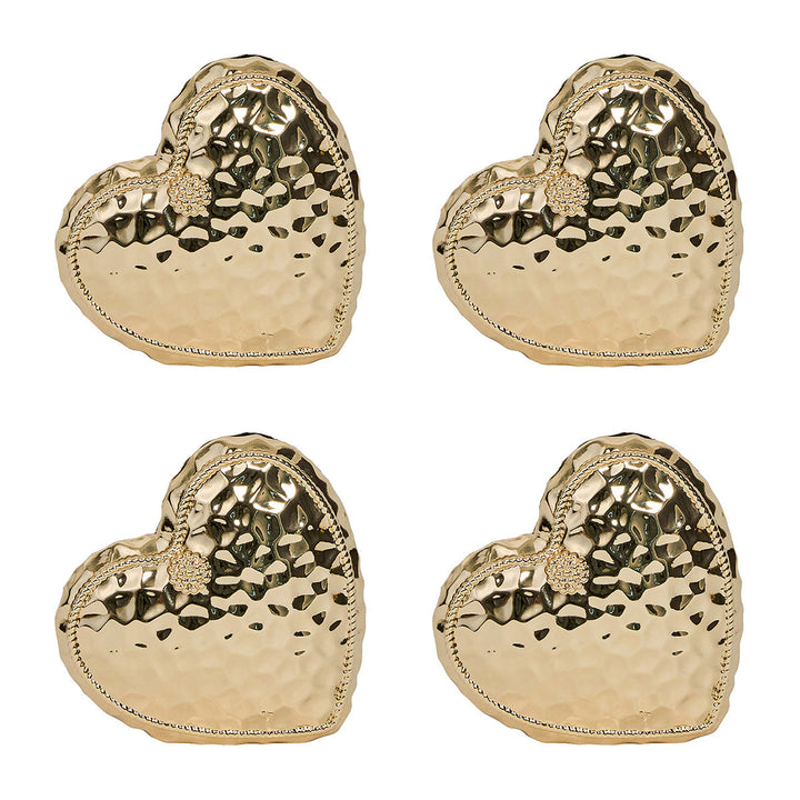 Berry &amp; Thread Heart Place Card Holder Set/4 - Gold