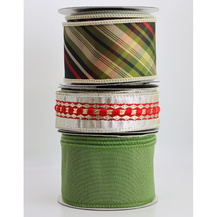 Red Trim Metallic Dupion Platinum 1.5x5Yd