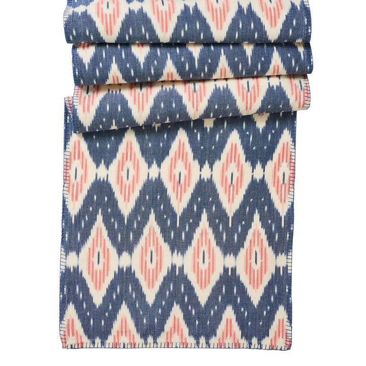 Ikat 18" x 90" Table Runner - Blue/Pink