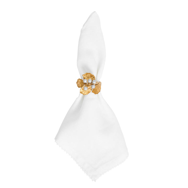 Forest Walk Holly with Berries Napkin Ring Set/4 - Gold/Silver