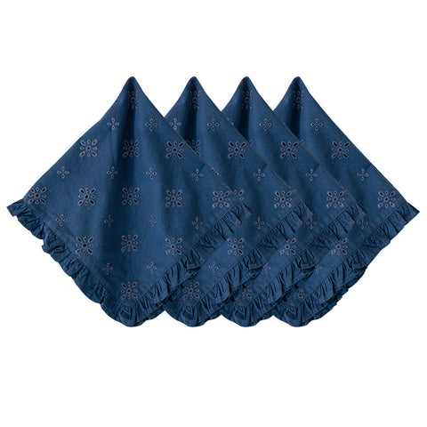 Eyelet Napkin Set/4 - Navy