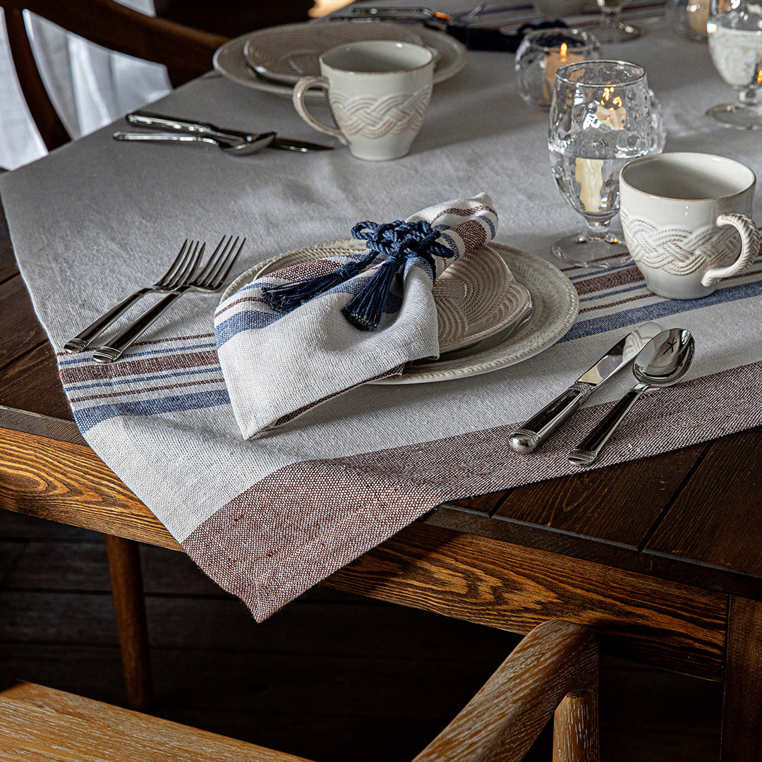 Danish Stripe 52" Table Square - Taupe