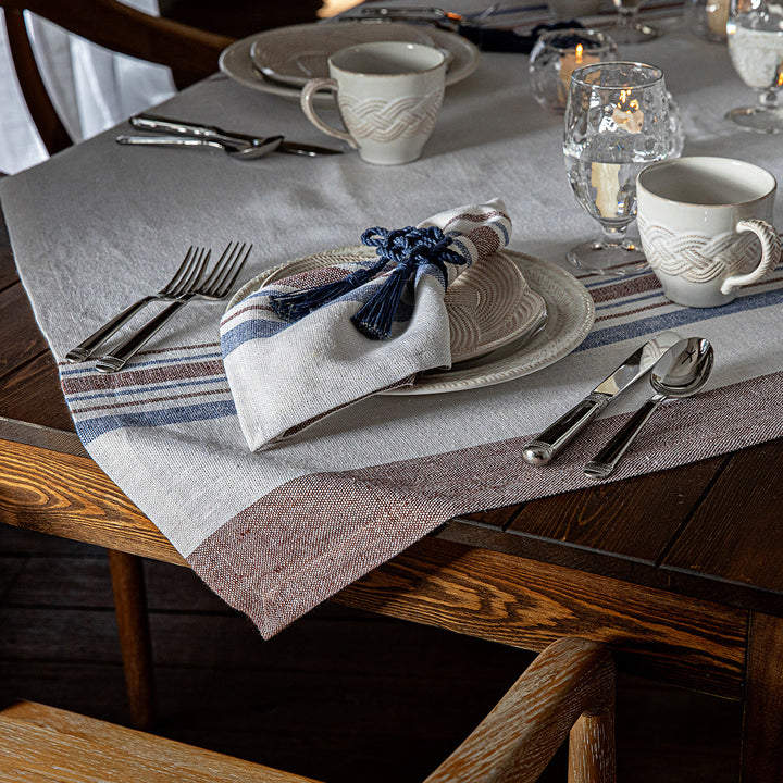 Danish Stripe 52" Table Square - Taupe