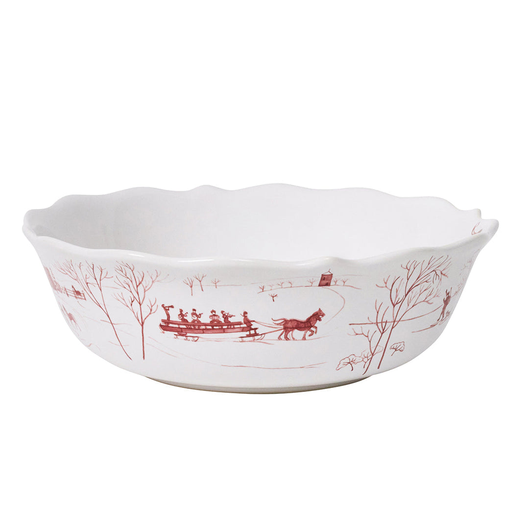 Country Estate Winter Frolic 11" Serving Bowl - Ruby