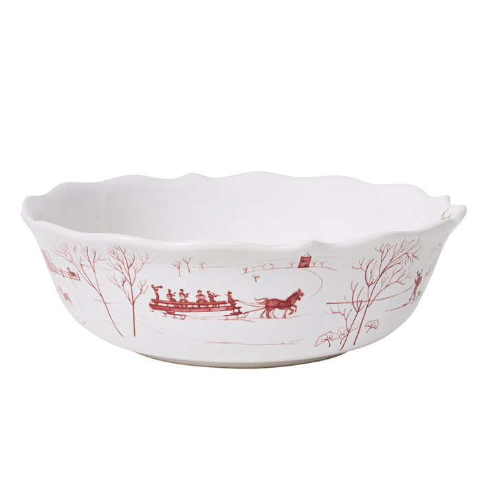Country Estate Winter Frolic 11" Serving Bowl - Ruby