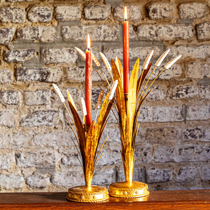 Forest Walk Wheat 17" Candlestick - Gold