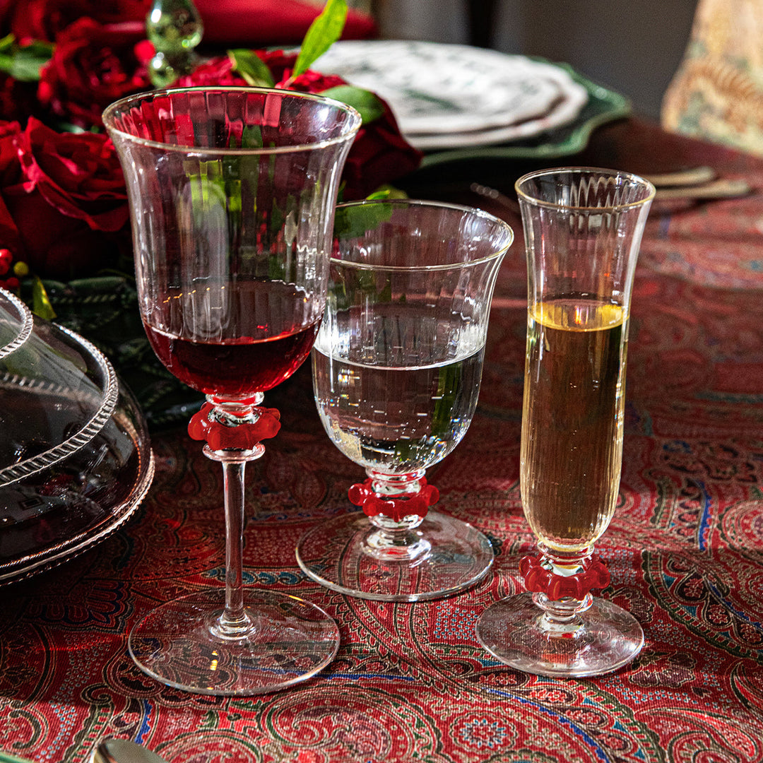 Nell Ruffle Wine Glass - Ruby
