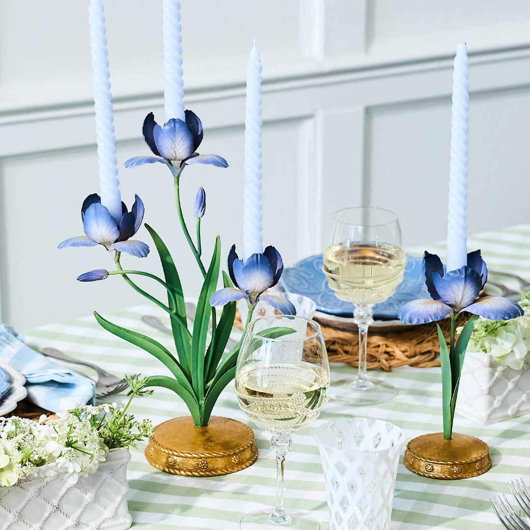 Meadow Walk Iris 9" Candlestick - Chambray