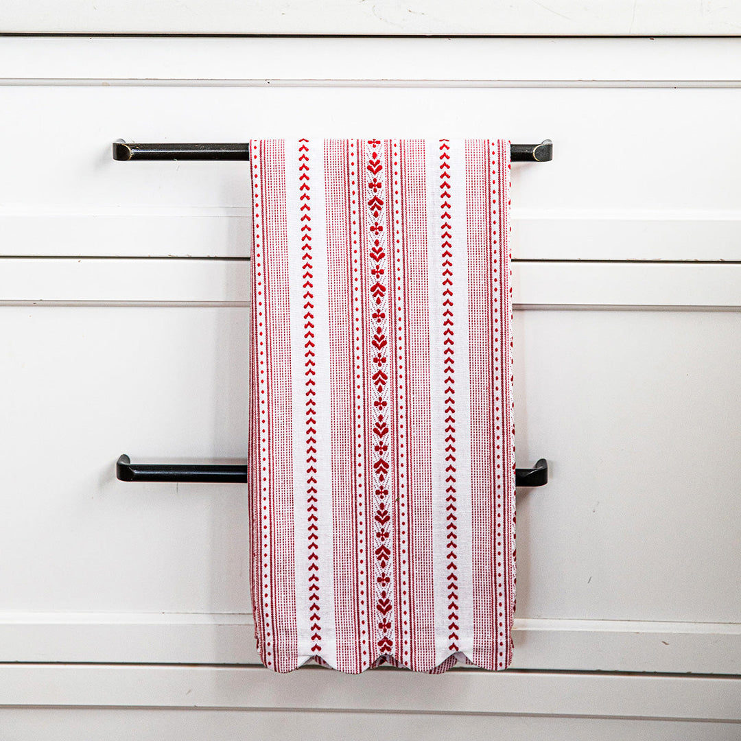 Villa Stripe Kitchen Towel Set/2 - Ruby