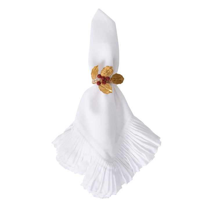 Forest Walk Holly with Berries Napkin Ring Set/4 - Multi
