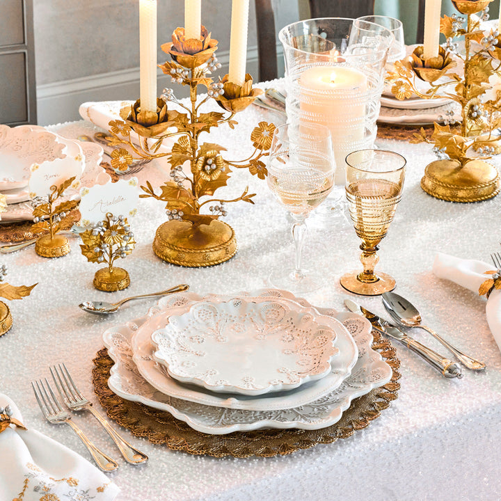 Forest Walk Holly Place Card Holder - Gold/Silver