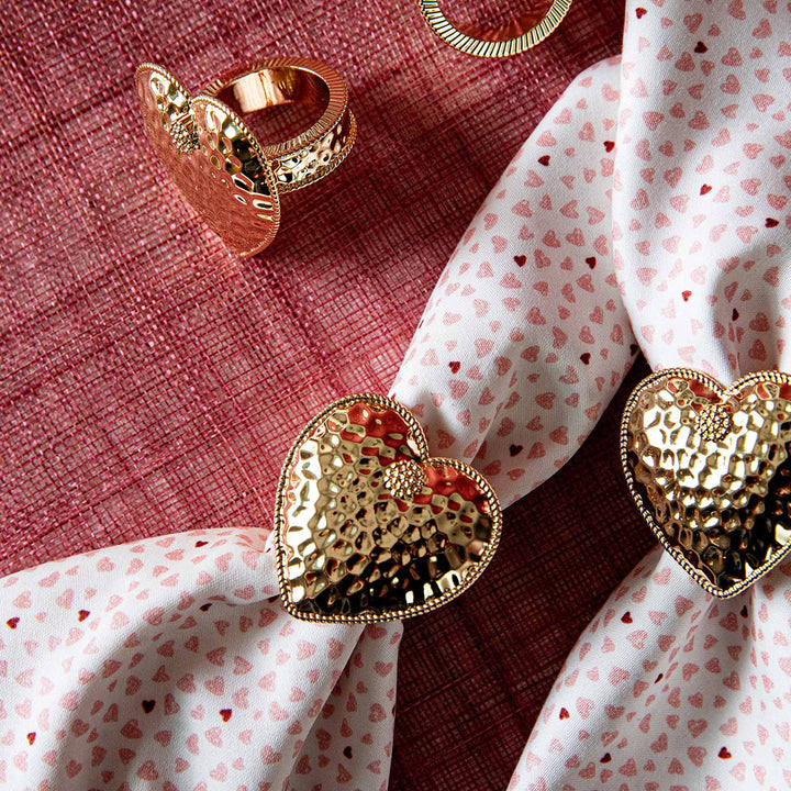 Berry &amp; Thread Heart Napkin Ring Set/4 - Gold