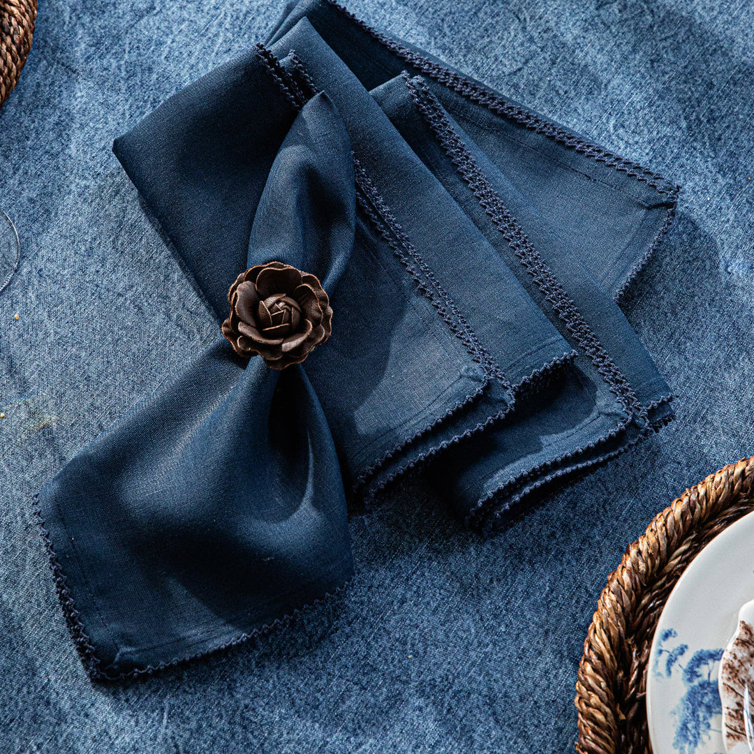 Berry Scallop Napkin Set/4 - Navy