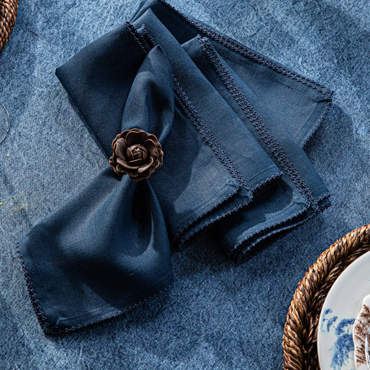 Berry Scallop Napkin Set/4 - Navy