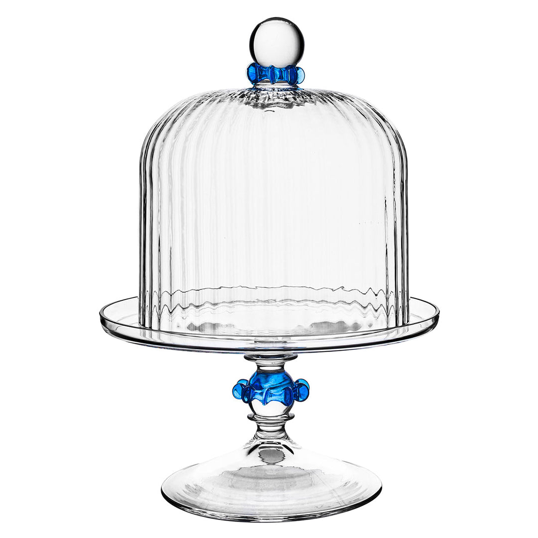 Nell Ruffle Petite Cake Dome &amp; Stand Set - Chambray