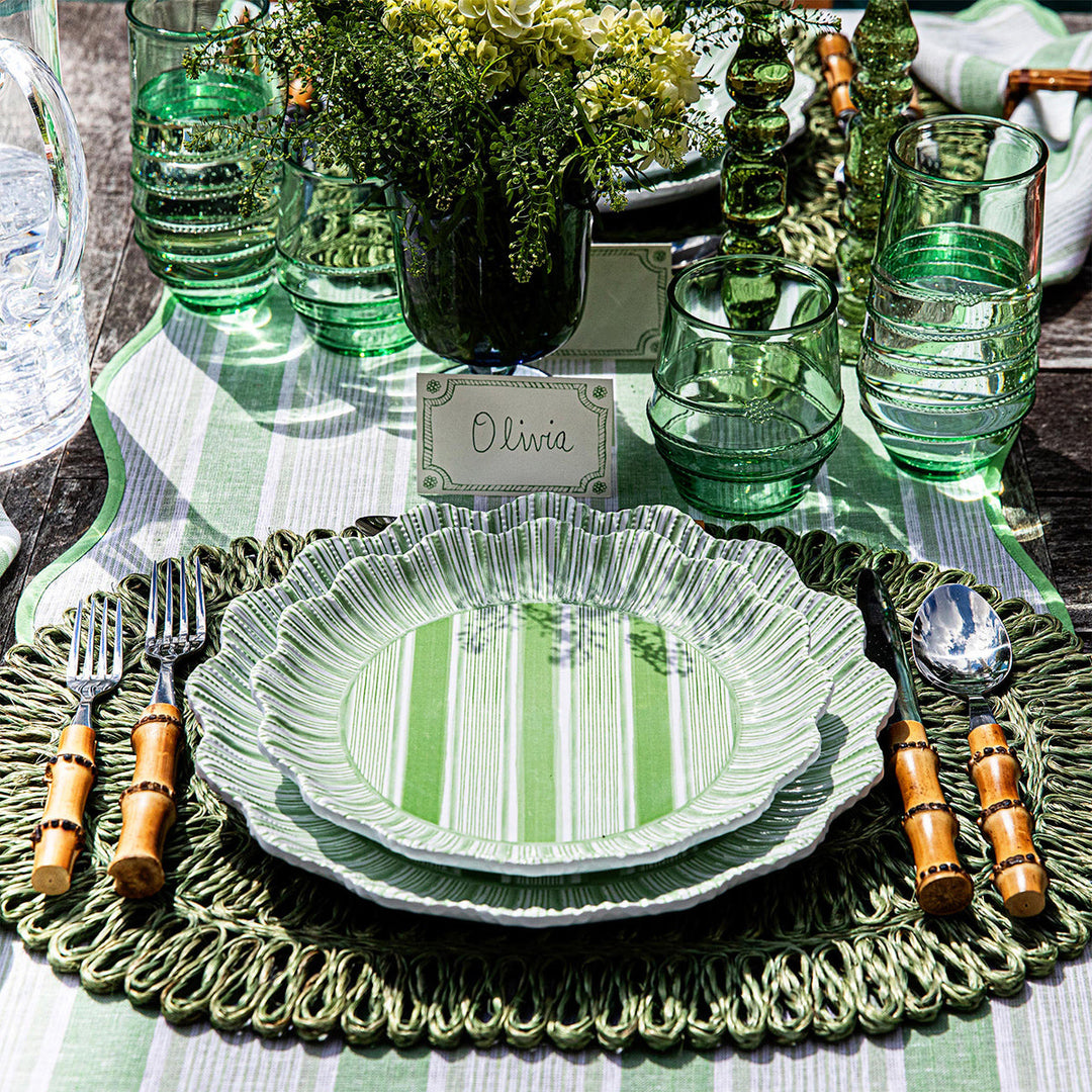 Cabana Stripe Melamine Dinner Plate Set/4 - Seagrass