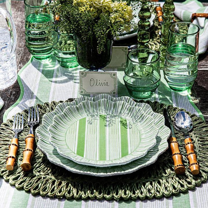 Cabana Stripe Melamine Dinner Plate Set/4 - Seagrass
