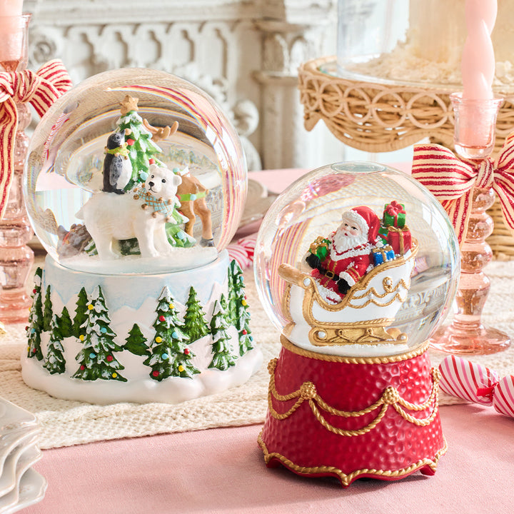 Berry &amp; Thread North Pole Santa in Sleigh Snow Globe