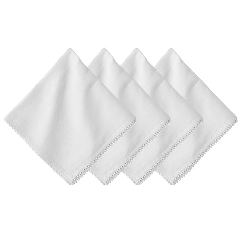 Berry Trim Napkin Set/4 - White