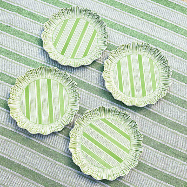 Cabana Stripe Melamine Dinner Plate Set/4 - Seagrass