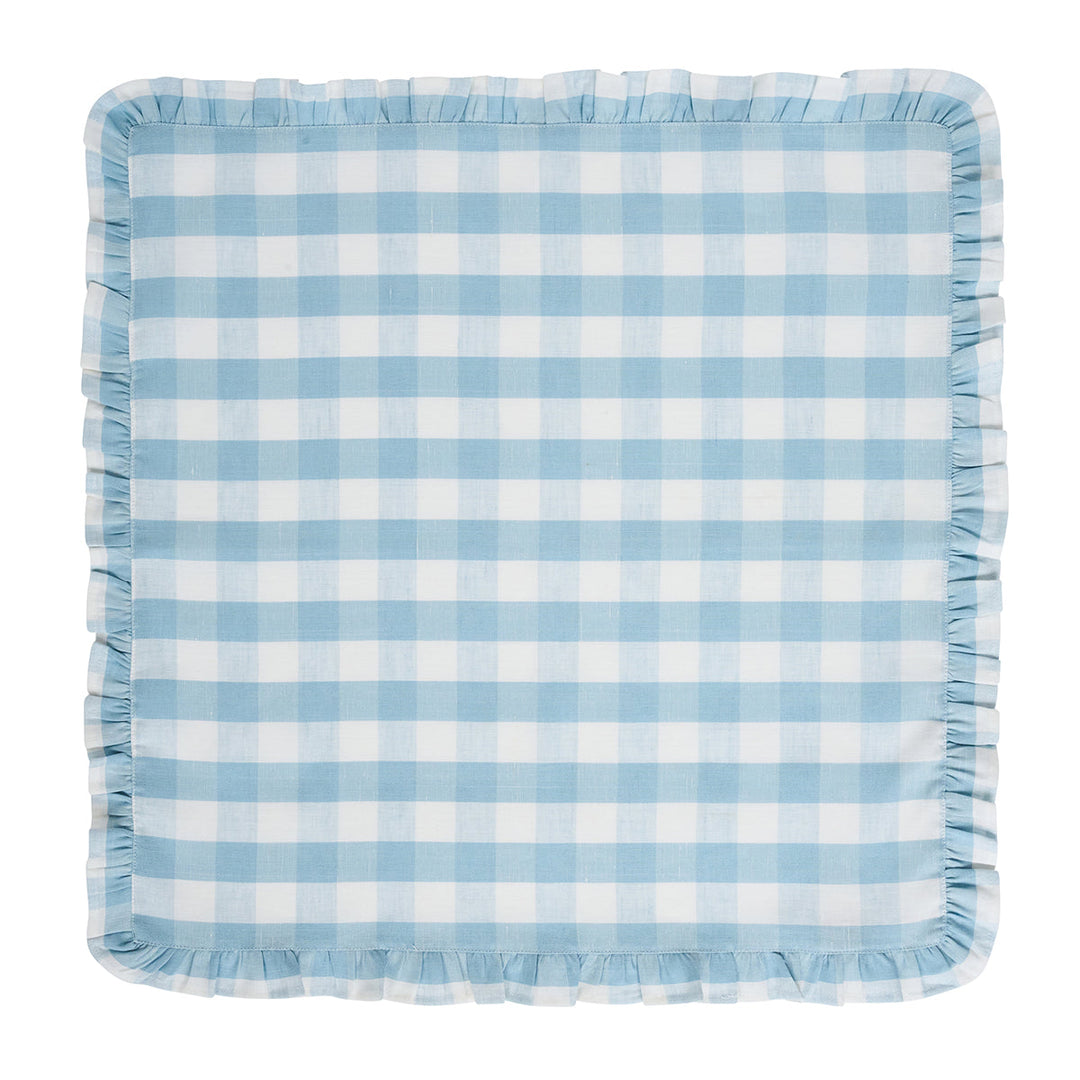 Gingham Ruffle Napkin Set/4 - Ocean