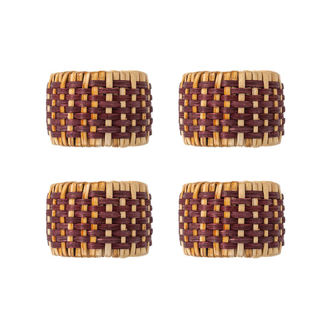 Woven Napkin Ring Set/4 - Cranberry