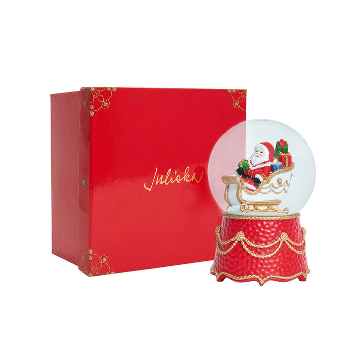 Berry &amp; Thread North Pole Santa in Sleigh Snow Globe
