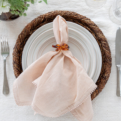 Berry Trim Napkin Set/4 - Blush