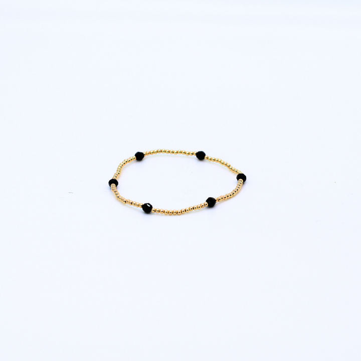 CLASSIC Gold & Swarovski 2mm Bead Bracelet, Jet