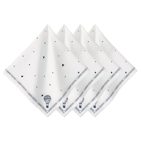 L'Amour Toujours Napkin Set/4 - White/Black