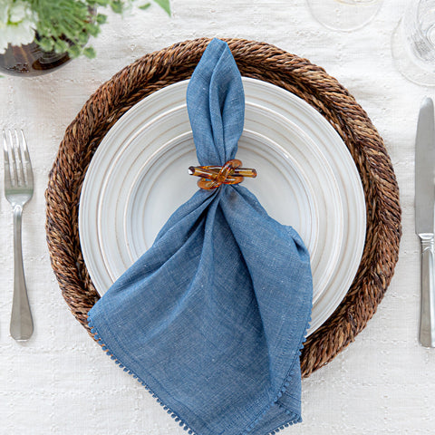 Berry Trim Napkin Set/4 - Navy