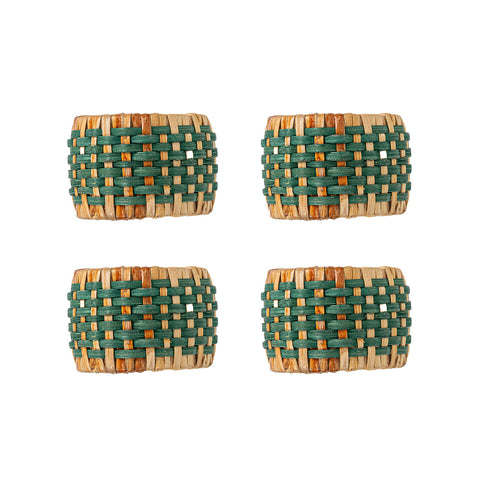 Woven Napkin Ring Set/4 - Green