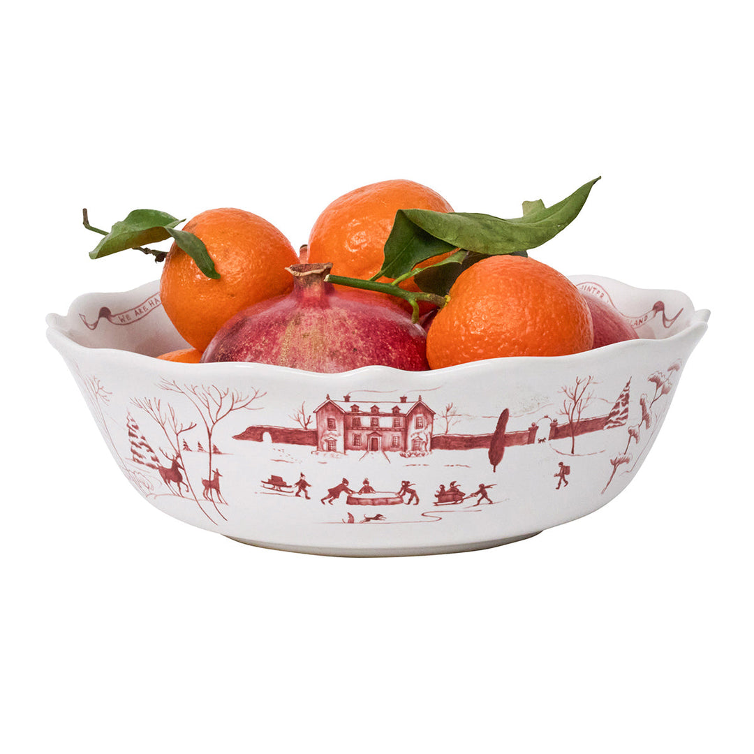 Country Estate Winter Frolic 11" Serving Bowl - Ruby