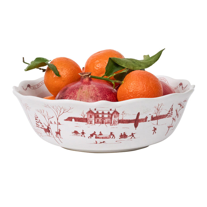 Country Estate Winter Frolic 11" Serving Bowl - Ruby