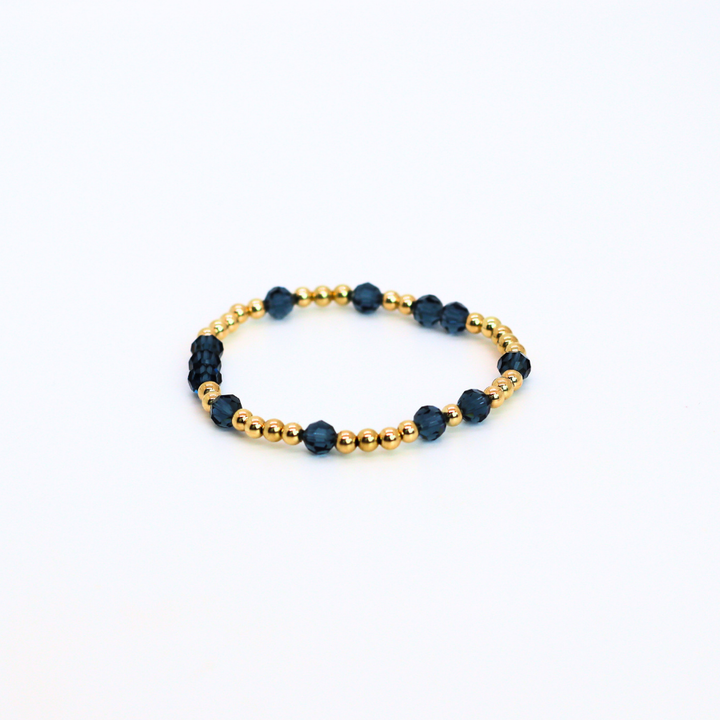 GRACE 6mm Swarovski &amp; Gold, Denim