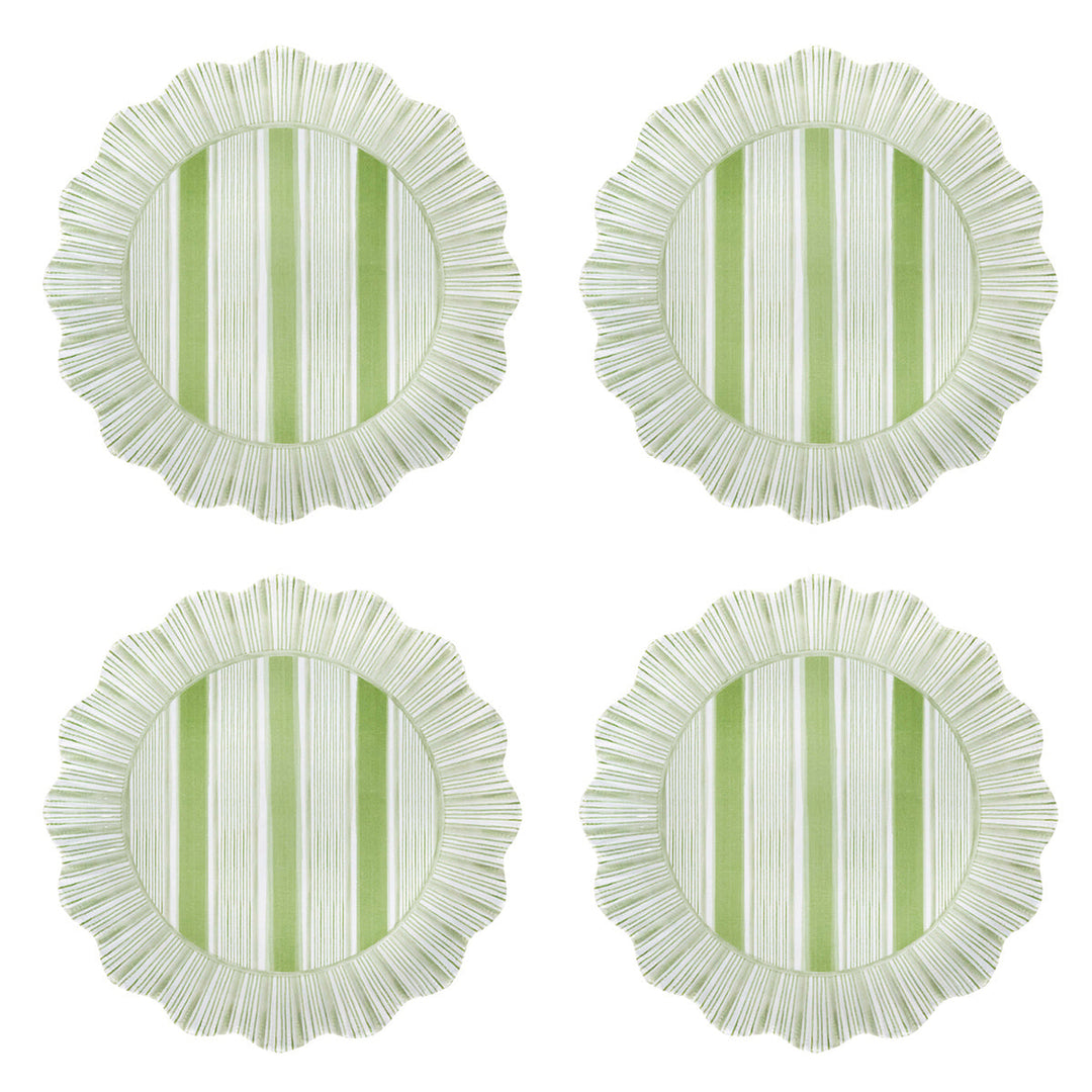 Cabana Stripe Melamine Dessert/Salad Plate Set/4 - Seagrass