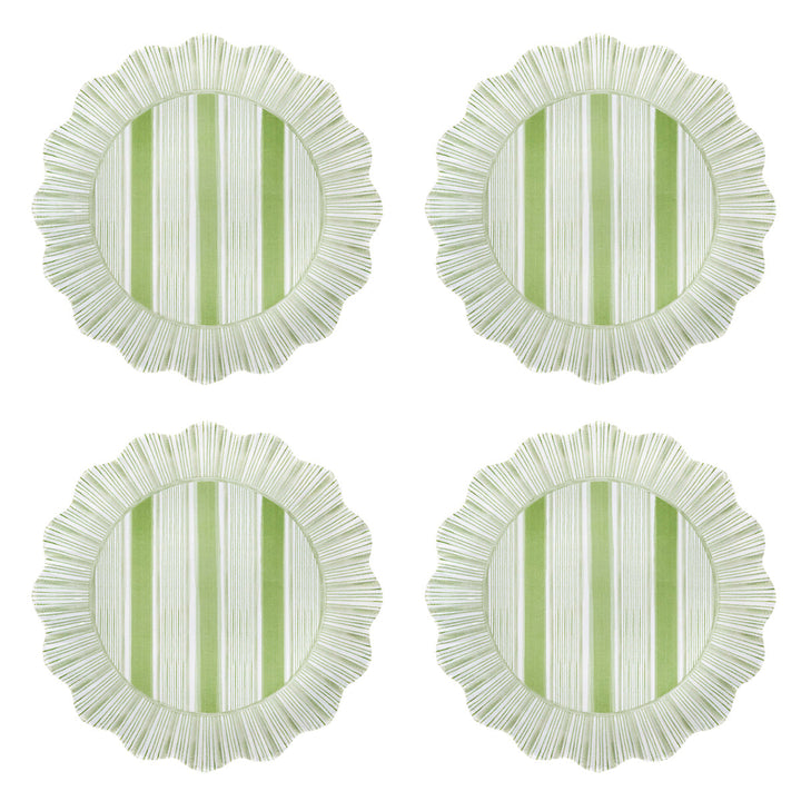 Cabana Stripe Melamine Dessert/Salad Plate Set/4 - Seagrass
