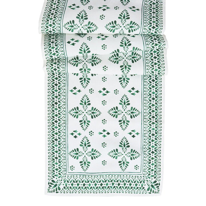 Iberian Border 18" x 90" Table Runner - Evergreen