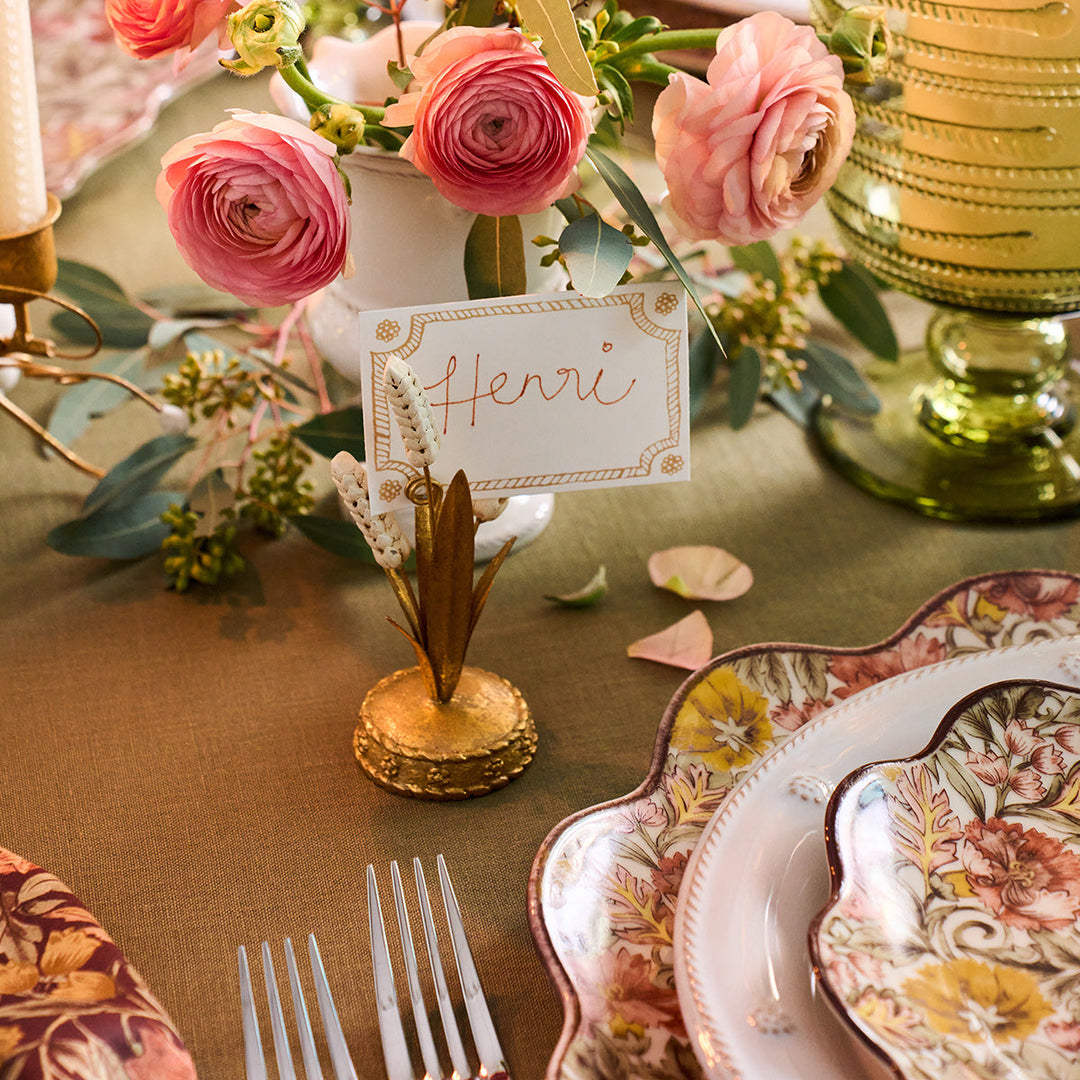 Forest Walk Wheat Place Card Holder - Gold