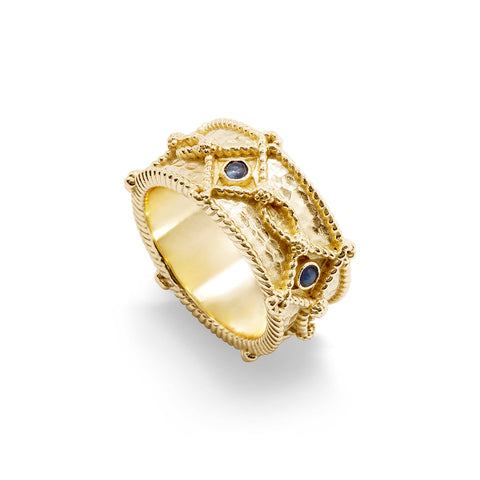 Victoria Ring Band - Gold/Blue Labradorite - Size 7