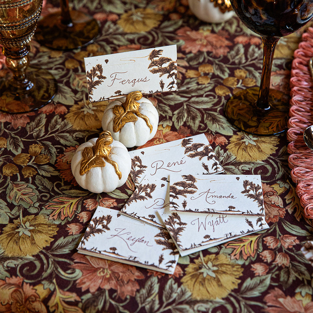 Forest Walk Pumpkin Place Card Holder Set/4 - Gold