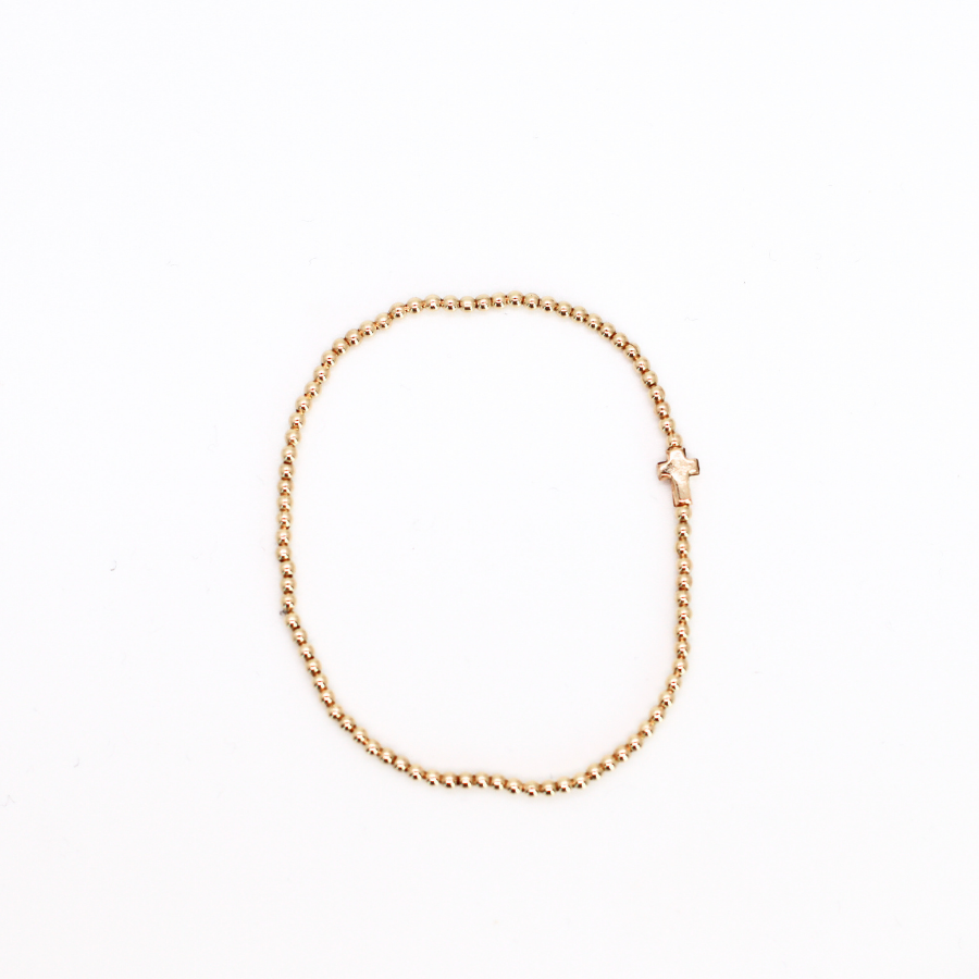 Dainty Cross, 2mm Gold Filled Bracelet