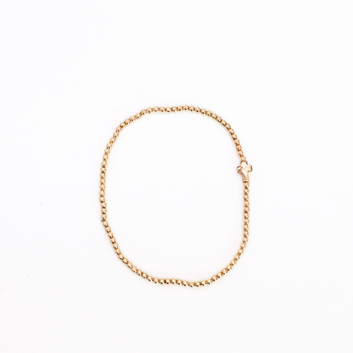 Dainty Cross, 2mm Gold Filled Bracelet
