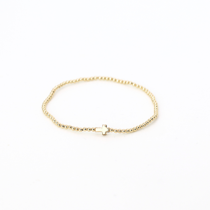 Dainty Cross, 2mm Gold Filled Bracelet