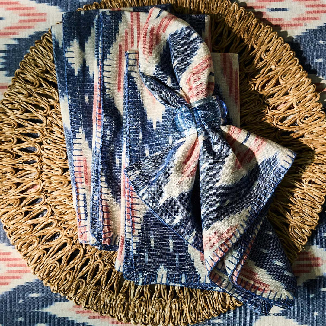 Ikat Napkin Set/4 - Blue/Pink