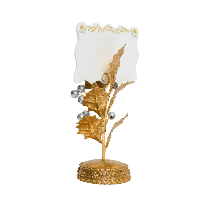 Forest Walk Holly Place Card Holder - Gold/Silver