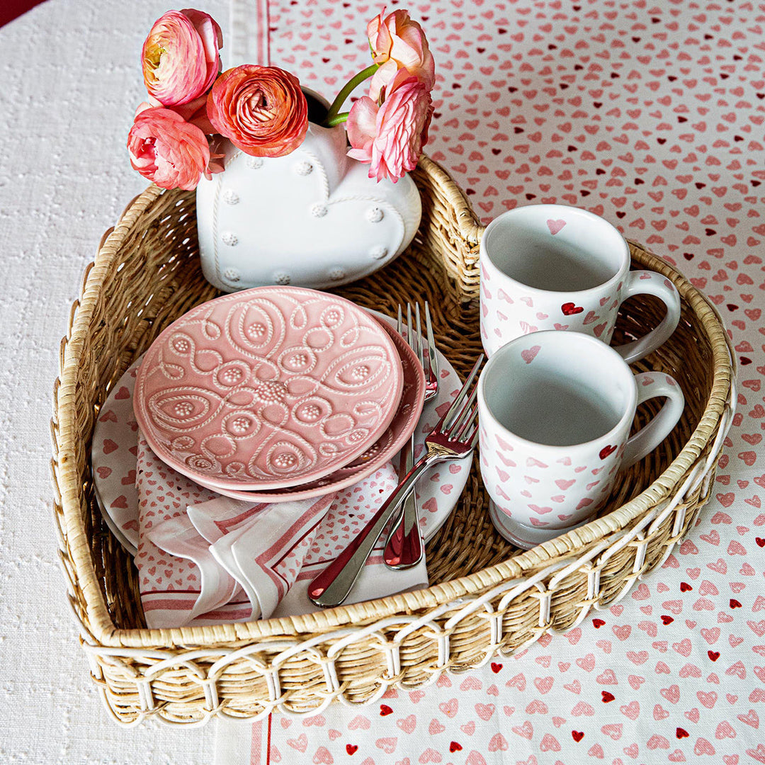Provence Rattan 16" Heart Tray - Whitewash